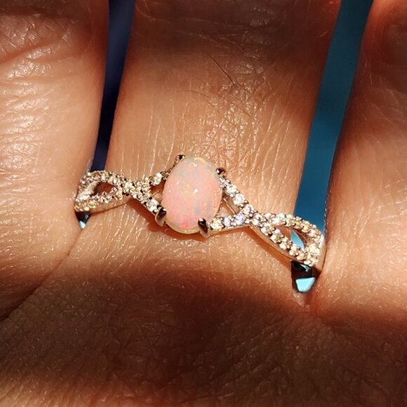 VTG NWT 925 Ethiopian Fire Opal Pave Ring Size 11 - Picture 7 of 9